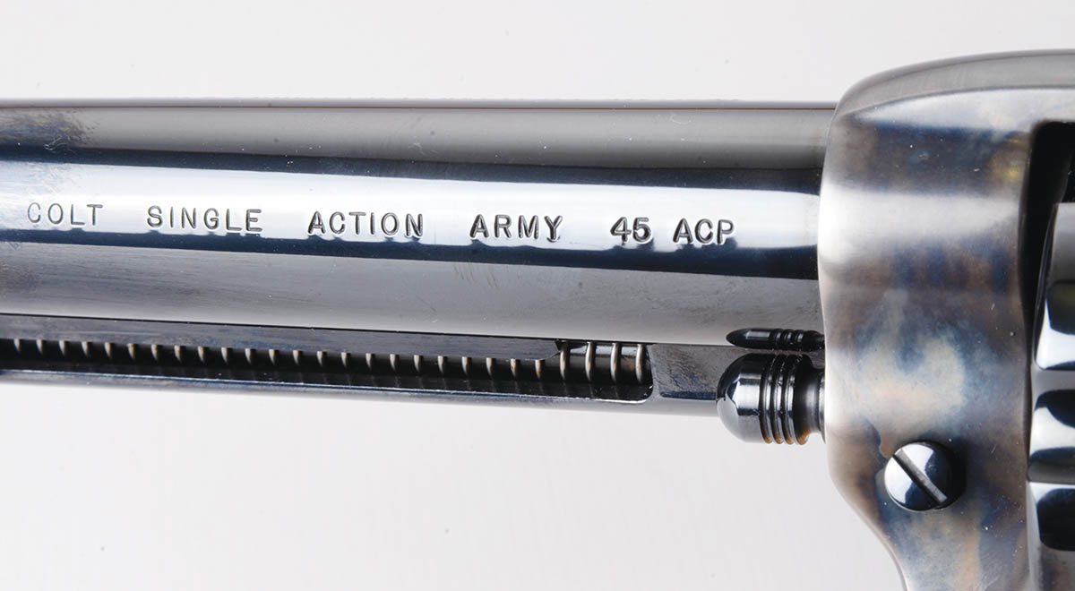 Mike’s 45 ACP Colt SAA is the first he has ever seen with a caliber stamped like this.